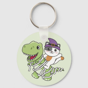 Cat Happy Halloween T-rex Mummy Costume Schlüssela Schlüsselanhänger