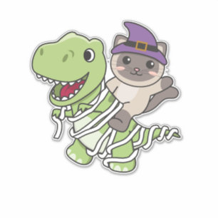 Cat Happy Halloween T-rex Mummy-Kostüm Aufkleber
