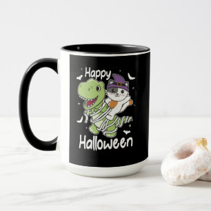 Cat Happy Halloween T-rex Mummy-Kostüm Tasse