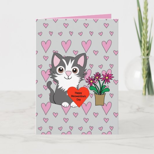 Cat Happy Meowentines Day Karte (Vorderseite)
