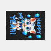 Cat Happy New Year Mew Year Funny New Years Party Fleecedecke (Vorderseite (Horizontal))