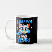 Cat Happy New Year Mew Year Funny New Years Party  Kaffeetasse (Links)