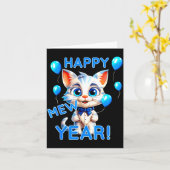 Cat Happy New Year Mew Year Funny New Years Party Karte (Gelbe Blume)