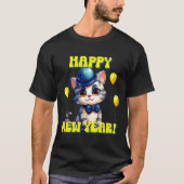 Cat Happy New Year Mew Year Funny New Years Party  T-Shirt (Vorderseite)