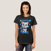 Cat Happy New Year Mew Year Funny New Years Party T-Shirt (Vorne ganz)