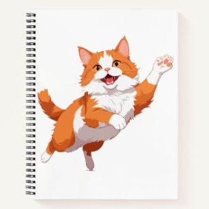 Cat Happy spielerischer Spaß springen in der Luft Notizblock