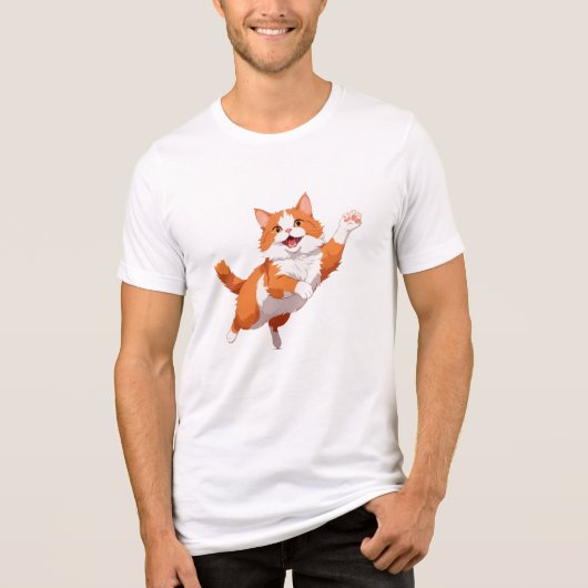 Cat Happy spielerischer Spaß springen in der Luft  Tri-Blend Shirt (Vorderseite)
