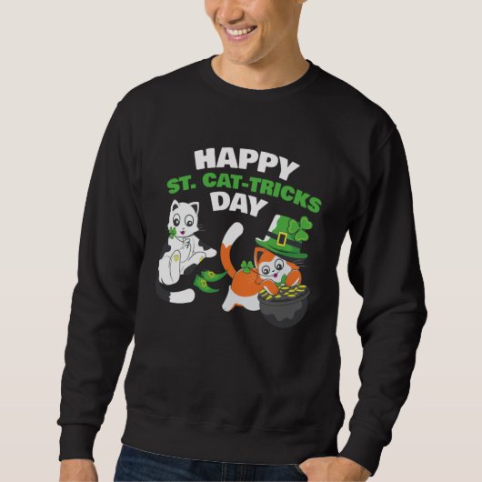 Cat Happy St Catricks Day Ireland Party Irish Kitt Sweatshirt (Vorderseite)