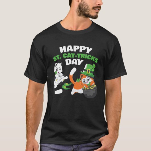 Cat Happy St Catricks Day Ireland Party Irish Kitt T-Shirt (Vorderseite)
