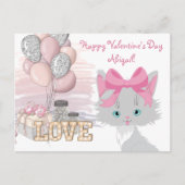 Cat Happy Valentine's Day Niedlich Kids Kitten Postkarte (Vorderseite)