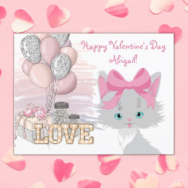 Cat Happy Valentine's Day Niedlich Kids Kitten Postkarte