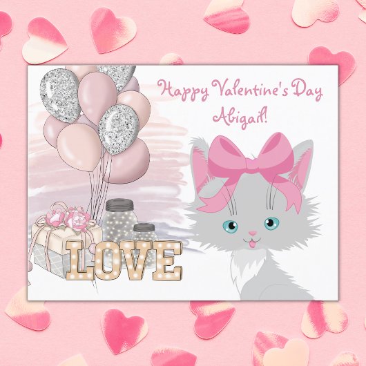 Cat Happy Valentine's Day Niedlich Kids Kitten Postkarte