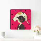 CAT HAT - Anime Child with Cat Quadratische Wanduhr (Zuhause)