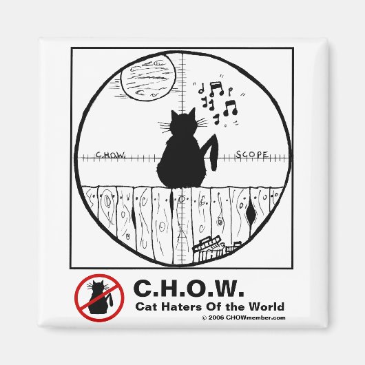 Cat Haters Scope Cartoon Magnet (Vorne)