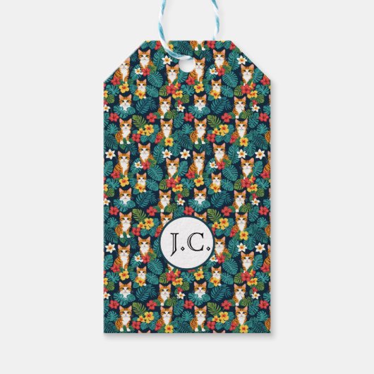 Cat Hawaiian Shirt Muster tropische Ingwer Geschenkanhänger (Vorderseite)