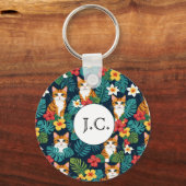 Cat Hawaiian Shirt Muster tropische Ingwer Schlüsselanhänger (Vorderseite)