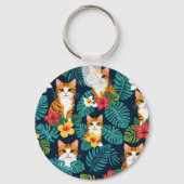 Cat Hawaiian Shirt Muster tropische Ingwer Schlüsselanhänger (Rückseite)