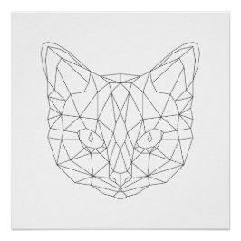 Cat Head Geometrie Schwarz & Weiß Moderne Kunst Pr Poster