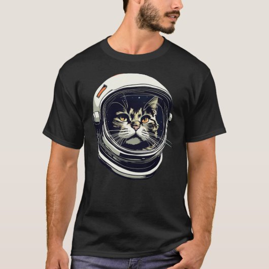 Cat Head in Astronaut Helmet Cat in Space T-Shirt (Vorderseite)