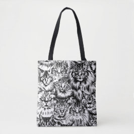 Cat Head Pattern Tasche