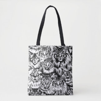 Cat Head Pattern Tasche