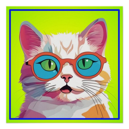 Cat Head Tragegläser Clipart Poster (Vorderseite)