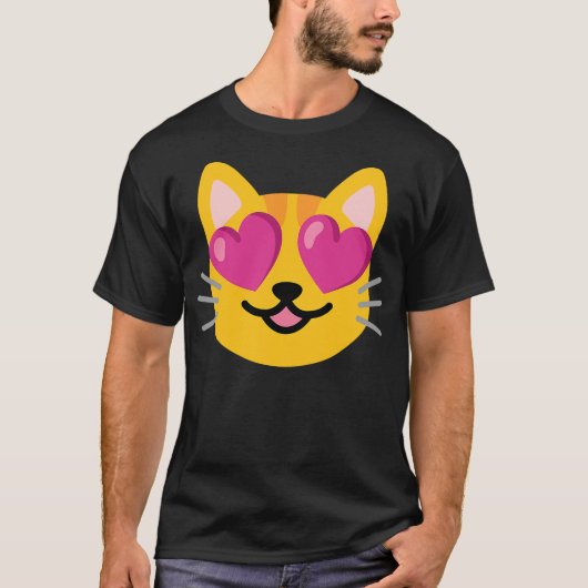 Cat Heart Eyes Emoticon T-Shirt (Vorderseite)