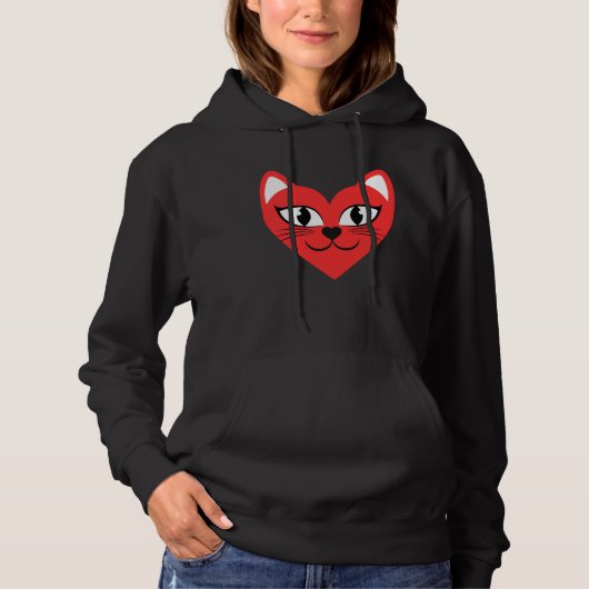 Cat Heart Face Love Cats Hoodie (Vorderseite)