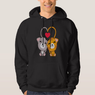 Cat Heart Valentinstag Niedlich Kitten Kitten V Da Hoodie