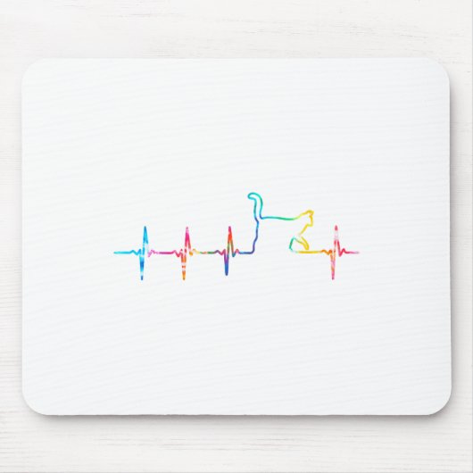 Cat Heartbeat Cat Lover Süße Tier Gefärbte Krawatt Mousepad (Vorne)