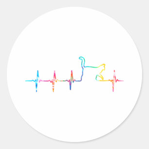 Cat Heartbeat Cat Lover Süße Tier Gefärbte Krawatt Runder Aufkleber