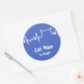Cat Heartbeat für Cat-Mamas, Cat-Vater Runder Aufkleber (Umschlag)