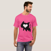 Cat Heartbeat – Minimalist Black Cat Love Design T-Shirt (Vorne ganz)