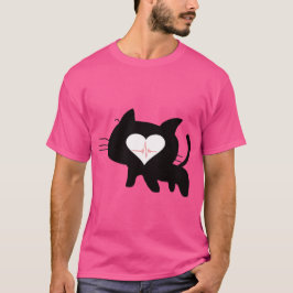 Cat Heartbeat – Minimalist Black Cat Love Design T-Shirt