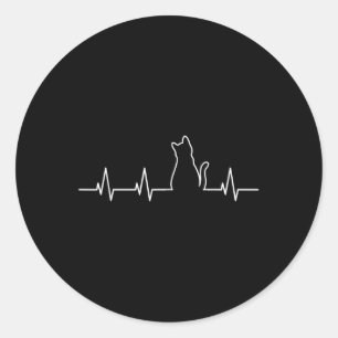 Cat Heartbeat Runder Aufkleber