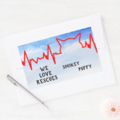 Cat Heartbeat, Wir Liebe rettet, Aquarellenhimmel, Rechteckiger Aufkleber (Umschlag)