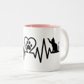 Cat Heartbeat with Another Cat Zweifarbige Tasse (VorderseiteRechts)