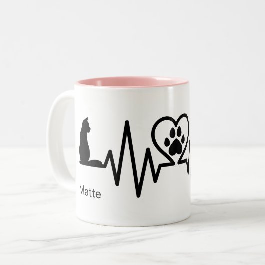 Cat Heartbeat with Another Cat Zweifarbige Tasse (Vorderseite Links)