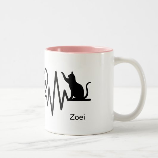 Cat Heartbeat with Another Cat Zweifarbige Tasse (Rechts)