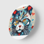 Cat Hearted Runde Wanduhr (Winkel)