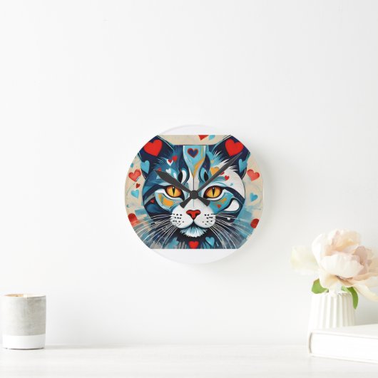Cat Hearted Runde Wanduhr (Zuhause)
