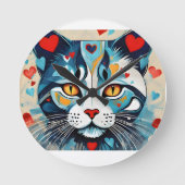 Cat Hearted Runde Wanduhr (Vorderseite)