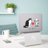 Cat Hearts Thunfisch, Katze Joke Aufkleber (Laptop auf Schreibtisch)
