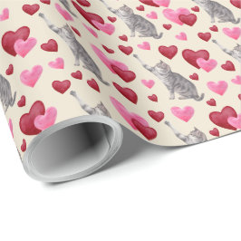 Cat Hearts Valentine Gift Wrapping Paper - Cream Geschenkpapier