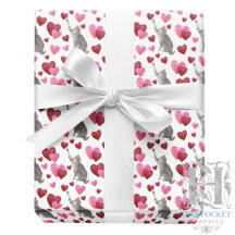 Cat Hearts Valentine Gift Wrapping Paper - White