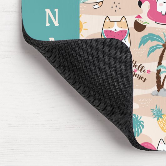 Cat Hello Summer Beach Kitty Vacation Mouse Pad Mousepad (Ecke)