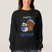 Cat Hello Winter Snowman Snow Sweatshirt (Vorderseite)
