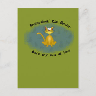 Cat Herder Funny Postcard Postkarte