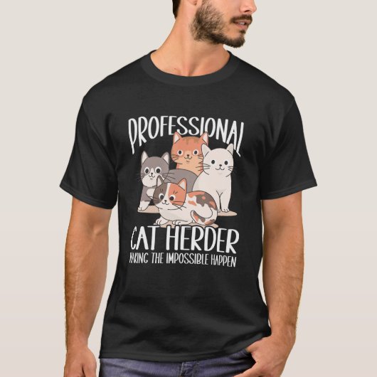 Cat Herding Champion Beruflich Cat Herder T-Shirt (Vorderseite)