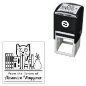 Cat Hiding Behind Books "from the Library" Permastempel (Beispiel)